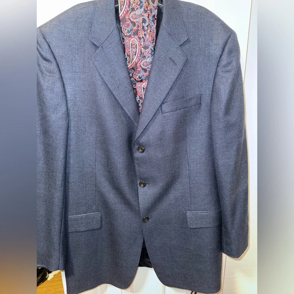 Hickey Freeman Ltd. Luxury Silk Blend Blazer Jacket Slate Blue | Union Made 42R